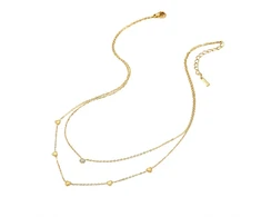 Troli Double auksinis-plated pakabukas with zircon and hearts Gold