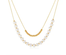 Troli Double auksinis-plated pakabukas with synthetic pearls Gold