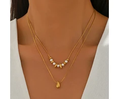 Troli Double Gold Plated Tear Drop Gold Necklace