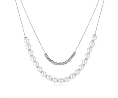Troli Double steel pakabukas with synthetic pearls Sidabrinis