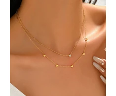 Troli Double steel pakabukas with zircon and hearts Sidabrinis