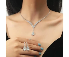 Troli Elegant jewelry set with crystals Drop (pakabukas, earrings)