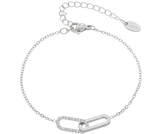 Troli Elegant steel bracelet with zircons Sidabrinis
