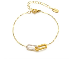 Troli Elegant steel bracelet with zircons Gold