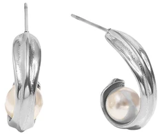 Troli Elegant steel earrings with synthetic pearls