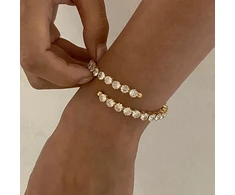Troli Glittering adjustable bracelet with zircons Gold