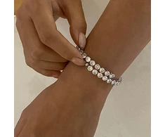 Troli Glittering adjustable bracelet with zircons Sidabrinis