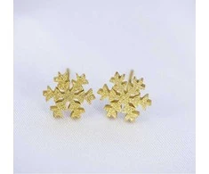 Troli Blizgantys auksu padengti auskarai „Snowflake KE-013“