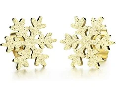 Troli Blizgantys auksu padengti auskarai „Snowflake KE-013“