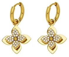 Troli Gold-plated 2in1 earrings Four-leaf clover with zircons