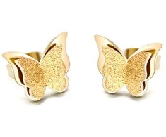 Troli Paauksuotas drugelio auskaras Metalinis drugelis KES-048-GOLD
