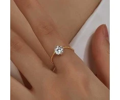 Troli Adjustable auksinis-plated ring with crystal