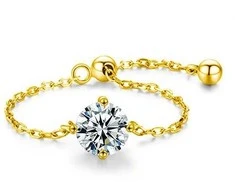 Troli Adjustable auksinis-plated ring with crystal
