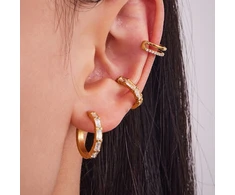 Troli Gold plated double single earring made of steel Gold