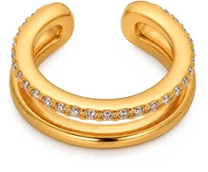 Troli Gold plated double single earring made of steel Gold
