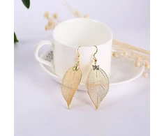 Troli Gold-plated earrings Laurel leaves with a bow tie Laurel
