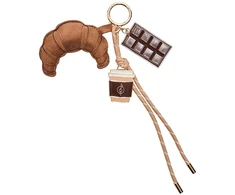 Troli Gold-plated handbag charm Croissant, coffee and chocolate