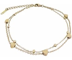 Troli Gold-plated steel anklet Heart Gold