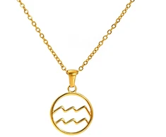 Troli Gold-plated steel pakabukas Aquarius (chain, pendant)