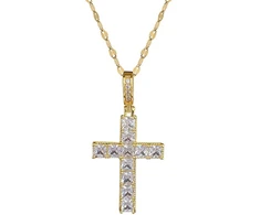 Troli Gold-plated women's pakabukas Cross with clear crystals