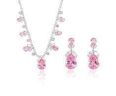 Troli Jewelry set with pink zircons Drop (pakabukas, earrings)