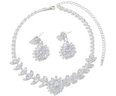 Troli Jewelry set with zircons Flower (pakabukas, earrings)