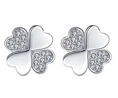 Troli Lucky earrings Four-leaf clover with zircons
