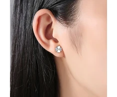 Troli Lucky earrings Four-leaf clover with zircons