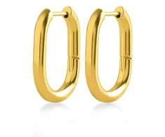 Troli Minimalist auksinis-plated oval steel earrings