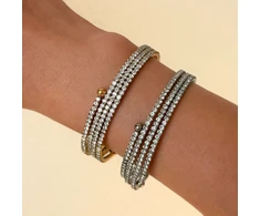 Troli Multilayer auksinis-plated bracelet with zircons Gold