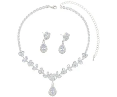 Troli Set of charming jewelry with zircons (pakabukas, earrings)