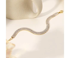 Troli Shiny auksinis-plated bracelet with clear zircons Gold