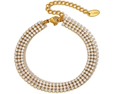 Troli Shiny auksinis-plated bracelet with clear zircons Gold