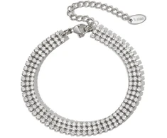 Troli Shiny steel bracelet with clear zircons Sidabrinis