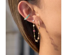 Troli Single chain earring with colored crystals Gold