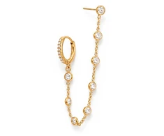 Troli Single chain earring with zircons Gold