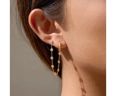 Troli Single chain earring with zircons Gold
