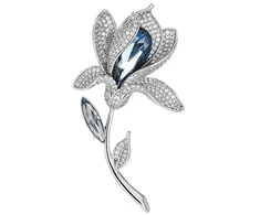 Troli Sparkling brooch in the shape of a blooming flower Sidabrinis