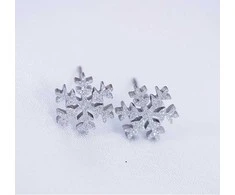 Troli Glitter earrings made of steel Snowflake KE-013