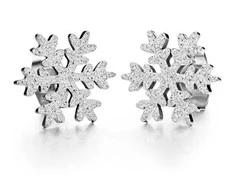 Troli Glitter earrings made of steel Snowflake KE-013
