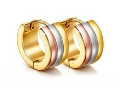 Troli Steel tricolor hoop earrings