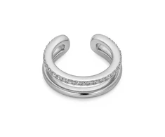 Troli Stylish double single earring made of steel Sidabrinis