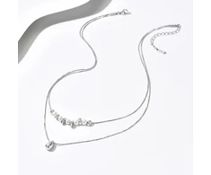 Troli Tear Drop Sidabrinis Double Steel Necklace