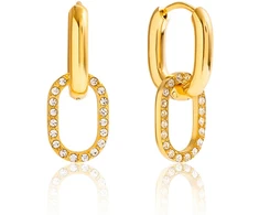 Troli Timeless oval earrings with zircons 2in1 Gold