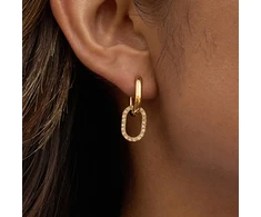 Troli Timeless oval earrings with zircons 2in1 Gold