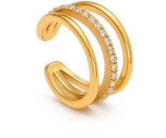 Troli Triple auksinis-plated single earrings with zircons Gold