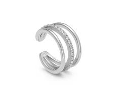 Troli Triple steel single earring with zircons Sidabrinis