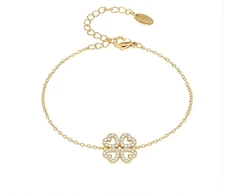 Troli Women's auksinis-plated bracelet Four-leaf clover with zircons Gold