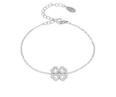 Troli Women's steel bracelet Four-leaf clover with zircons Sidabrinis