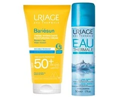 Uriage Bariésun Moisturising Kreminis SPF 50+ + Eau Thermale Thermal Vanduo 2 x, 50 ml